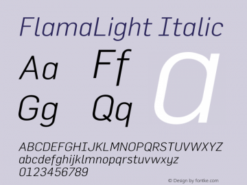 FlamaLight Italic Version 001.000图片样张