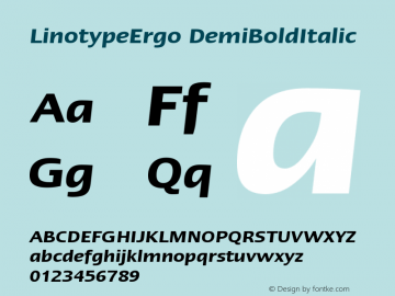 LinotypeErgo DemiBoldItalic Version 005.000图片样张