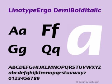 LinotypeErgo DemiBoldItalic Version 005.000图片样张