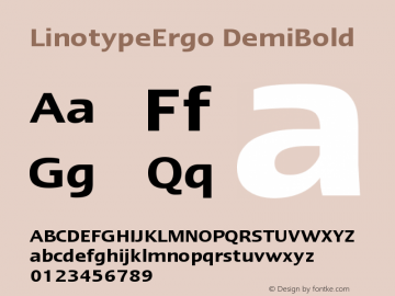 LinotypeErgo DemiBold Version 001.000 Font Sample