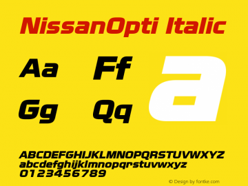 NissanOpti Italic Version 001.000 Font Sample