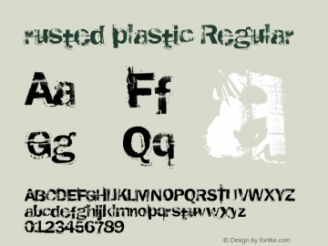 rusted plastic Regular Version 1.00 December 2, 2006, initial release Font Sample