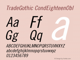 TradeGothic CondEighteenObl Version 001.000图片样张