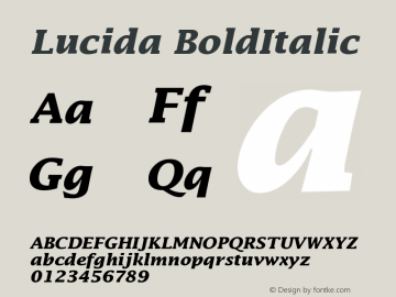 Lucida BoldItalic Version 001.001 Font Sample