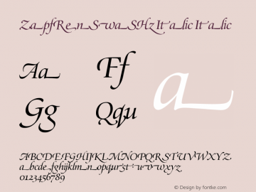 ZapfRenSwaSH-Italic Italic Version 001.000 Font Sample