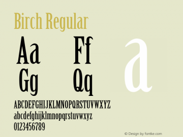 Birch Regular OTF 1.0;PS 001.002;Core 1.0.22 Font Sample
