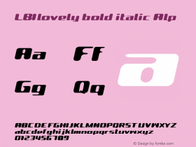 LBIlovely bold italic Alp Macromedia Fontographer 4.1.3 1998.03.17 Font Sample