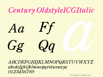 Century OldstyleICGItalic Version 001.000 Font Sample