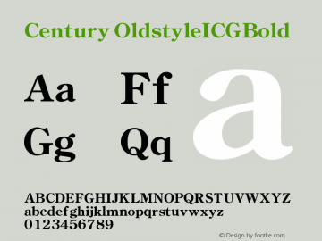 Century OldstyleICGBold Version 001.000 Font Sample