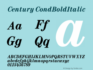 Century CondBoldItalic Version 001.000 Font Sample
