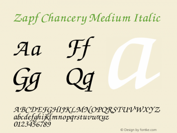 Zapf Chancery Medium Italic 001.000图片样张