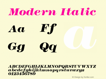 Modern Italic Altsys Fontographer 3.5  11/24/92图片样张