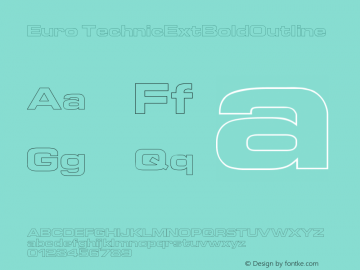 Euro TechnicExtBoldOutline Version 001.000图片样张