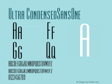 Ultra CondensedSansOne Version 001.000 Font Sample