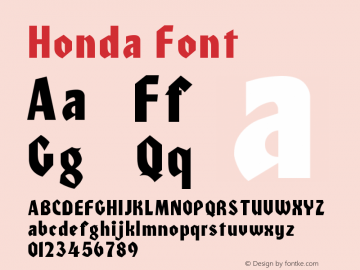 Honda Font Version 001.000 Font Sample