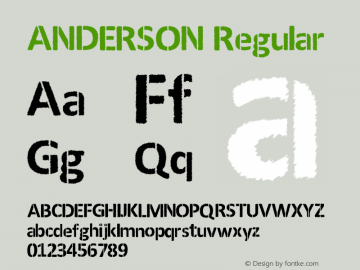 ANDERSON Regular Version 1.00 August 8, 2014, initial release图片样张