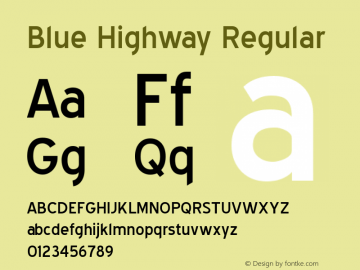 Blue Highway Regular Version 3.01 2003 Font Sample