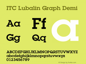 ITC Lubalin Graph Demi Version 001.002 Font Sample