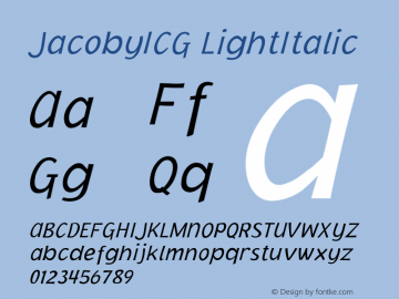 JacobyICG LightItalic Version 001.000图片样张