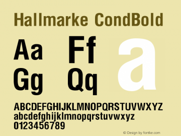 Hallmarke CondBold Version 001.000 Font Sample