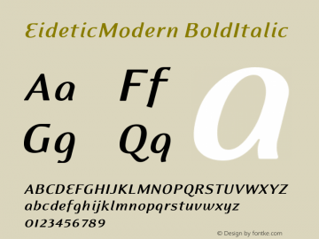EideticModern BoldItalic Version 001.000 Font Sample