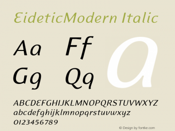 EideticModern Italic Version 001.000 Font Sample