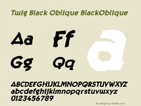 Twig Black Oblique BlackOblique Version 001.000 Font Sample