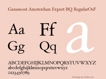 Garamont Amsterdam Expert BQ RegularOsF Version 001.000图片样张