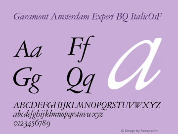 Garamont Amsterdam Expert BQ ItalicOsF Version 001.000 Font Sample