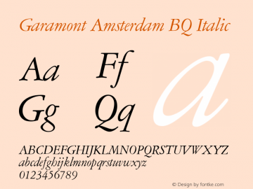 Garamont Amsterdam BQ Italic Version 001.000 Font Sample