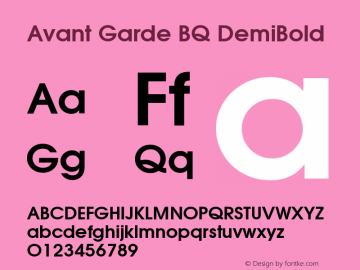 Avant Garde BQ DemiBold Version 001.000 Font Sample