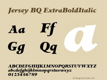Jersey BQ ExtraBoldItalic Version 001.000 Font Sample