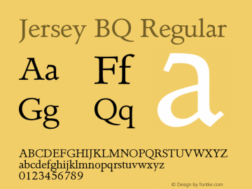 Jersey BQ Regular Version 001.000 Font Sample