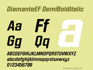 DiamanteEF DemiBoldItalic Version 001.000 Font Sample