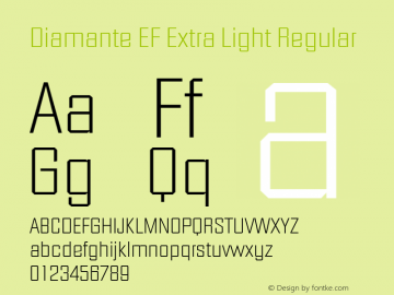 Diamante EF Extra Light Regular Macromedia Fontographer 4.1 09.06.2001 Font Sample