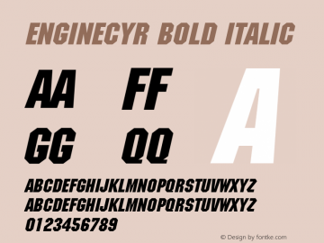 EngineCyr Bold Italic Version 1.01图片样张