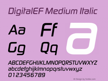 DigitalEF Medium Italic 001.000 Font Sample