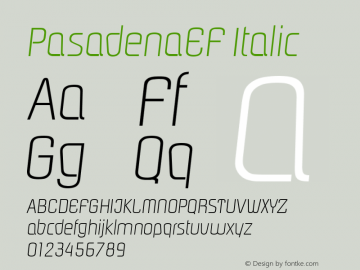 PasadenaEF Italic Version 1.00 Font Sample