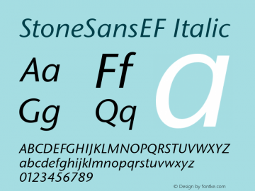 StoneSansEF Italic OTF 1.000;PS 001.000;Core 1.0.29 Font Sample