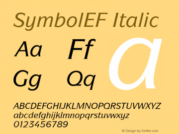SymbolEF Italic OTF 1.000;PS 001.000;Core 1.0.29 Font Sample