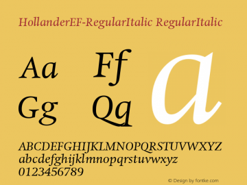 HollanderEF-RegularItalic RegularItalic Version 001.001 Font Sample