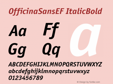 OfficinaSansEF ItalicBold Version 1.00 Font Sample