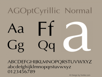 AGOptCyrillic Normal 1.000 Font Sample