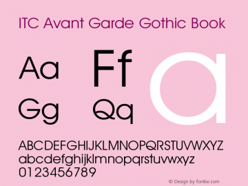 ITC Avant Garde Gothic Book Version 003.001 Font Sample