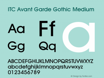 ITC Avant Garde Gothic Medium Version 003.001 Font Sample
