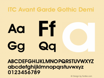 ITC Avant Garde Gothic Demi Version 003.001 Font Sample