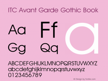 ITC Avant Garde Gothic Book Version 003.001 Font Sample