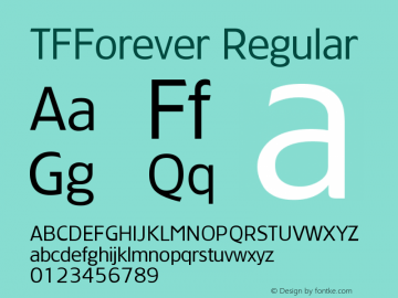 TFForever Regular Version 001.000 Font Sample