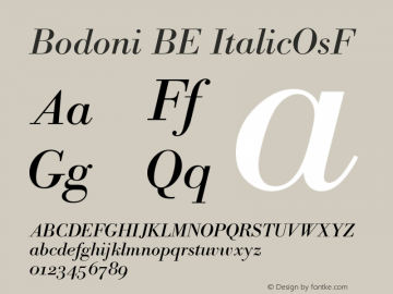 Bodoni BE ItalicOsF Version 001.001图片样张