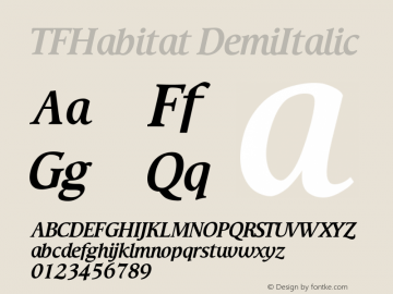 TFHabitat DemiItalic Version 001.000图片样张